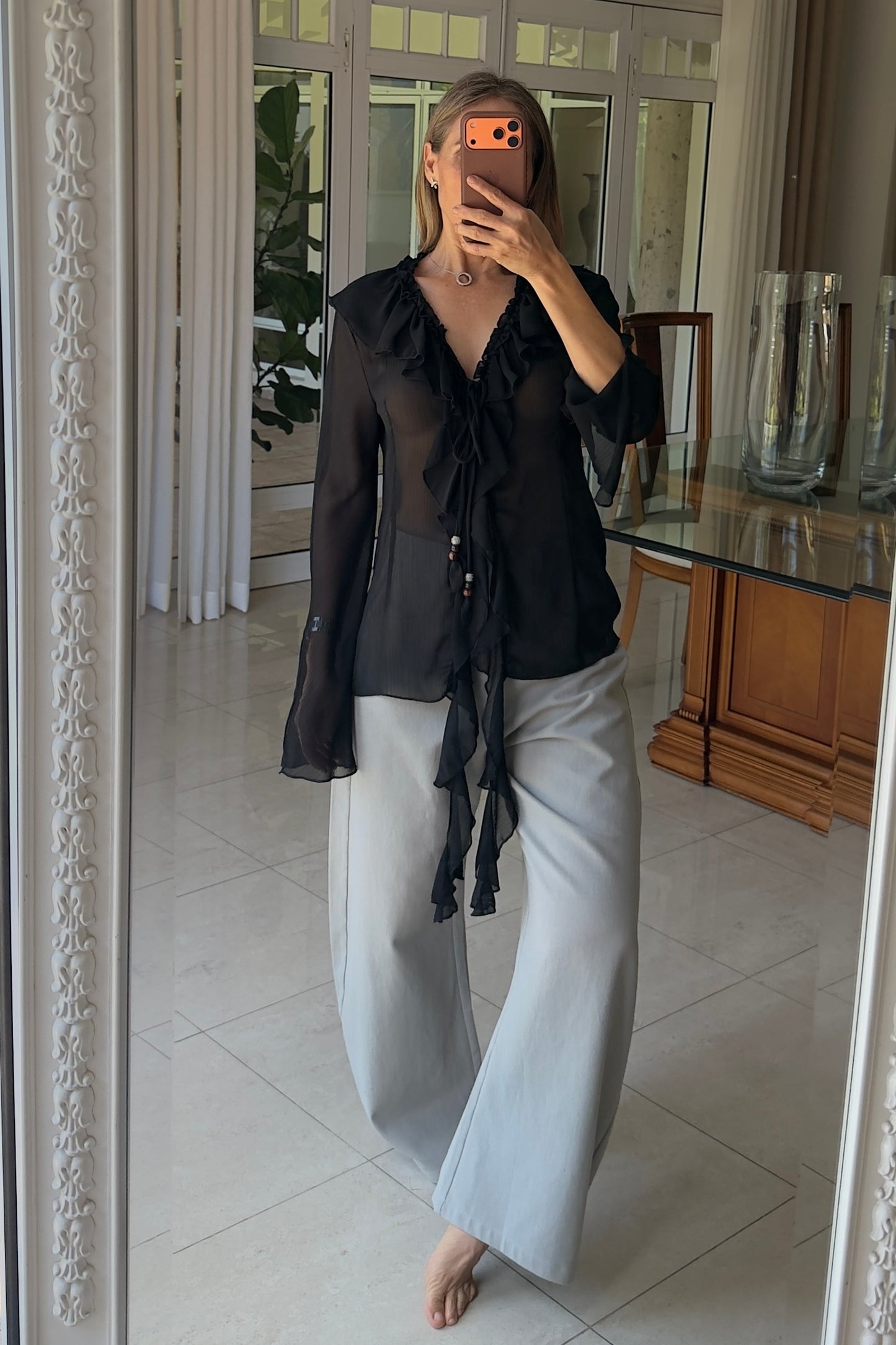 BLUSA ESCAROLA & TRANSPARENCIA