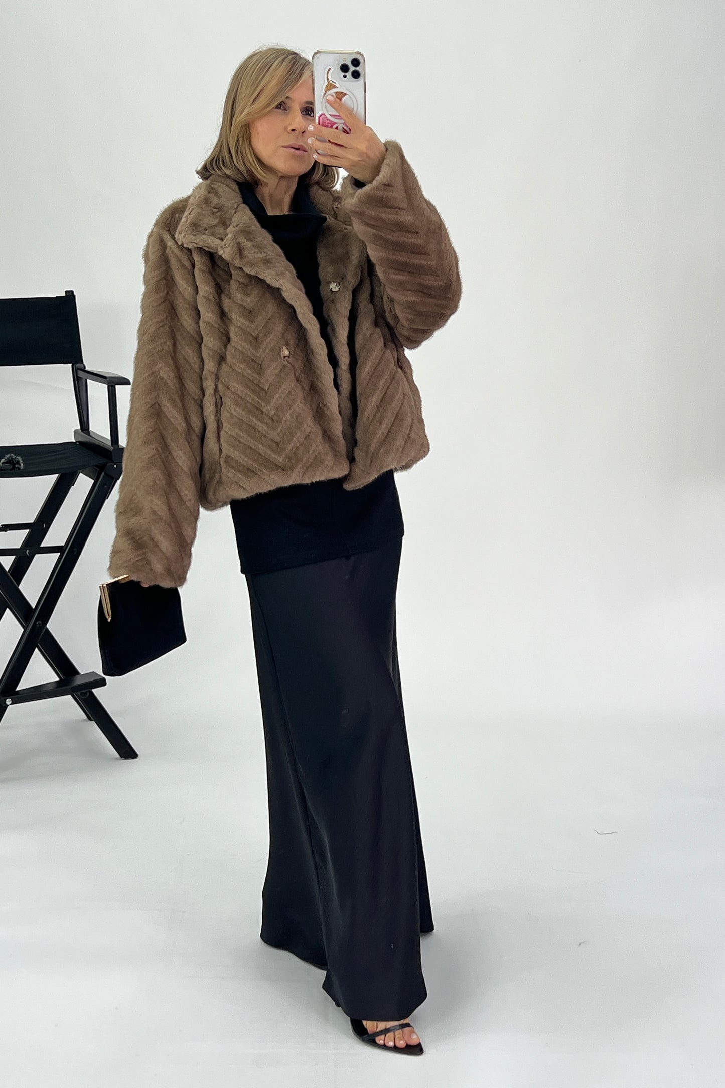 FUR COAT WITH PATTERN