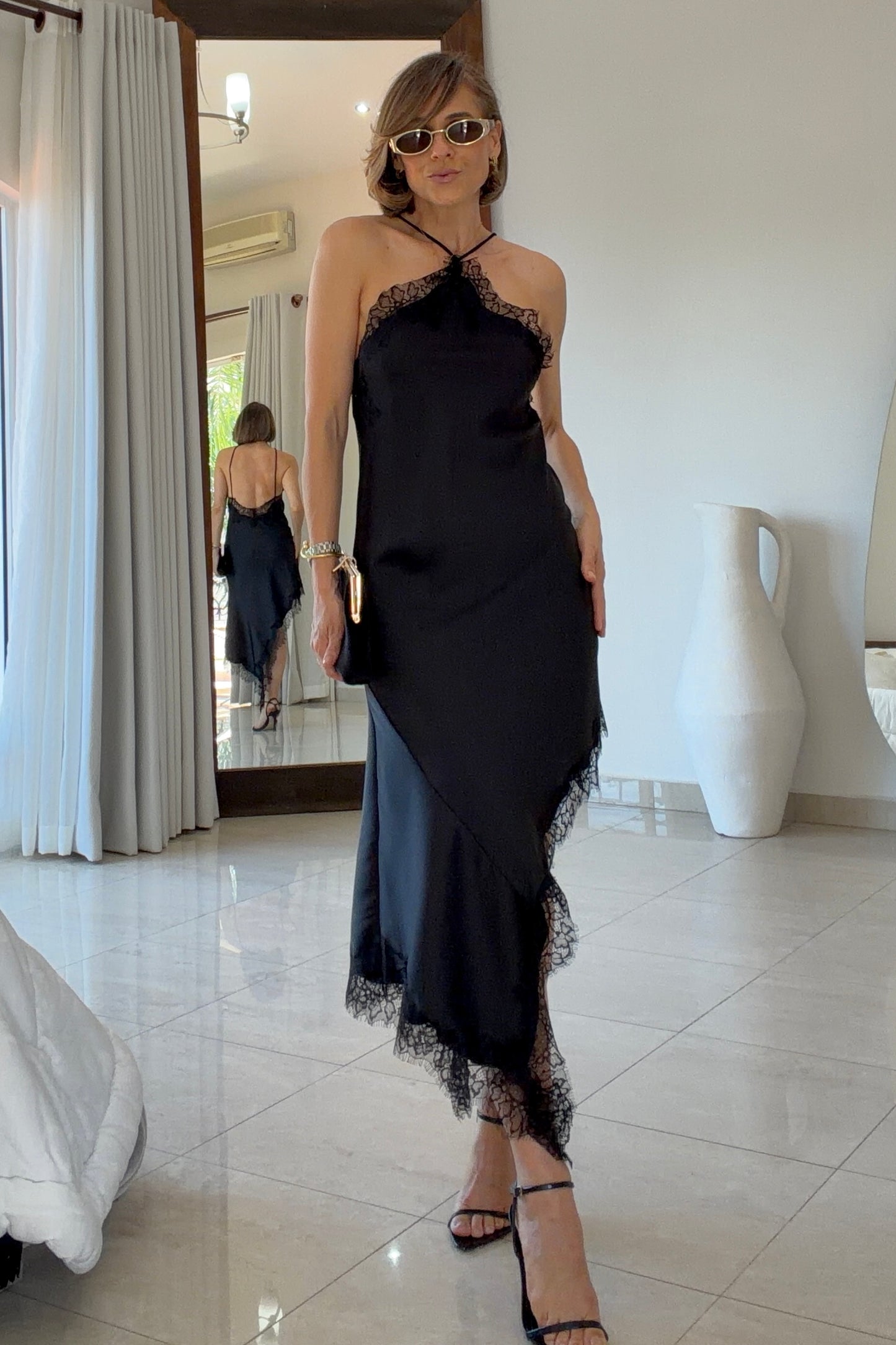 VESTIDO ASIMETRICO ENCAJE