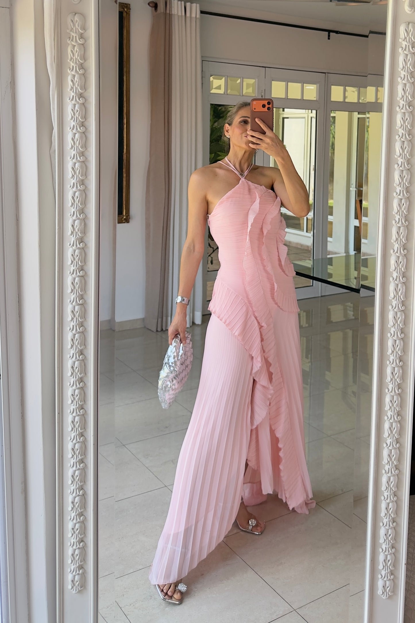 VESTIDO ESCAROLAS & PLISADO