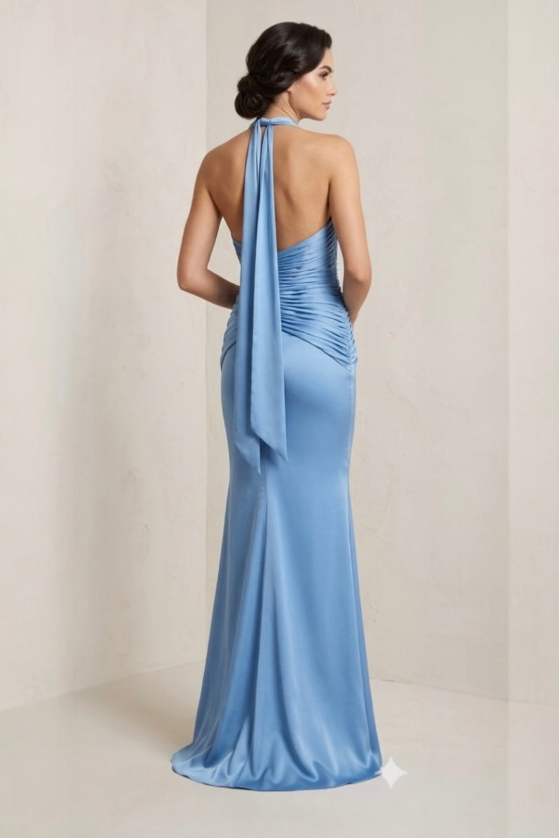 VESTIDO SATIN & PLISADO