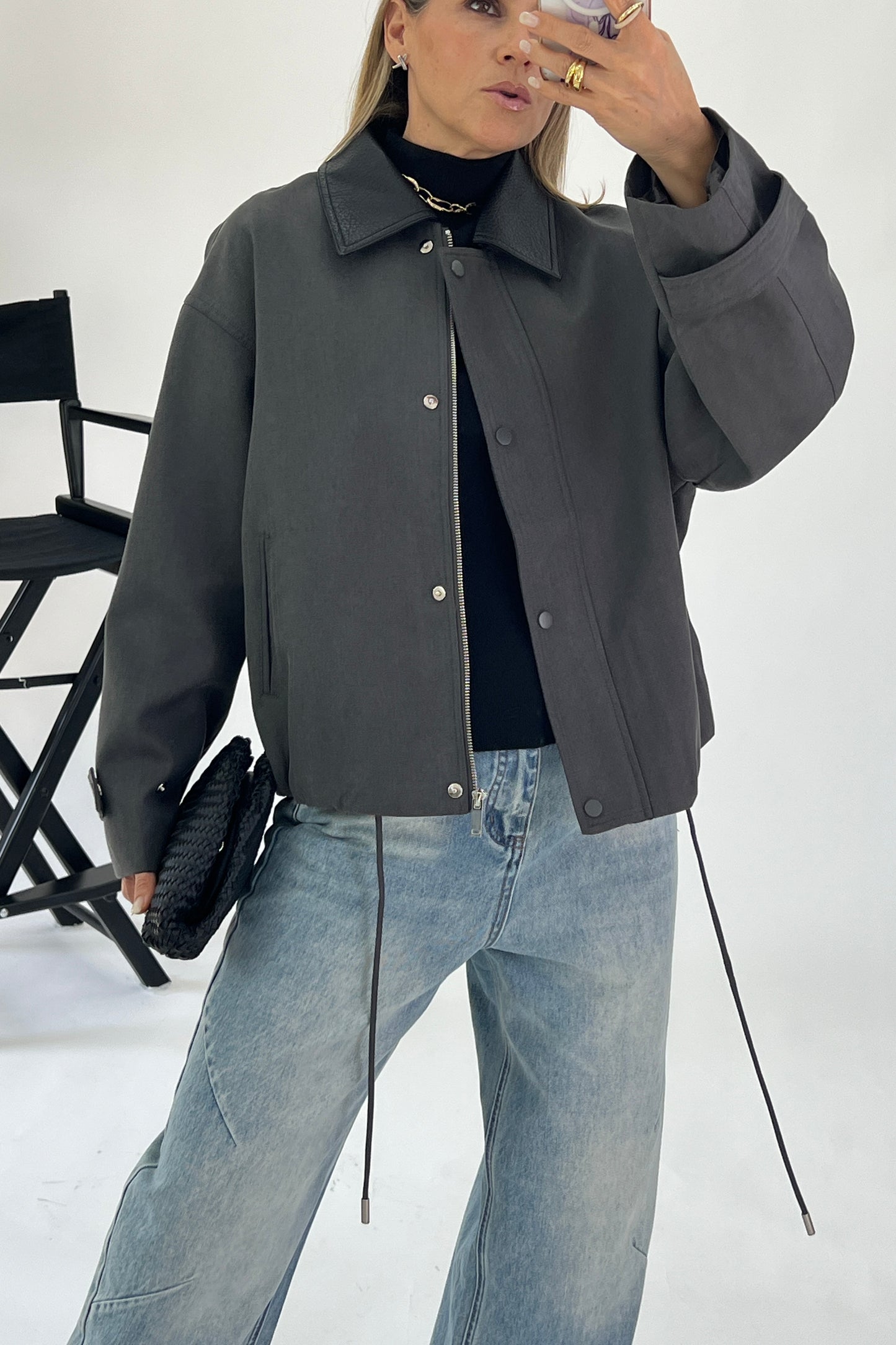 CHAQUETA SOLAPA TIPO PIEL