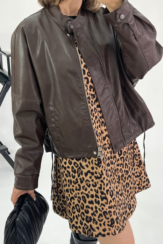 LEATHER-LOOK BOMBER JACKET