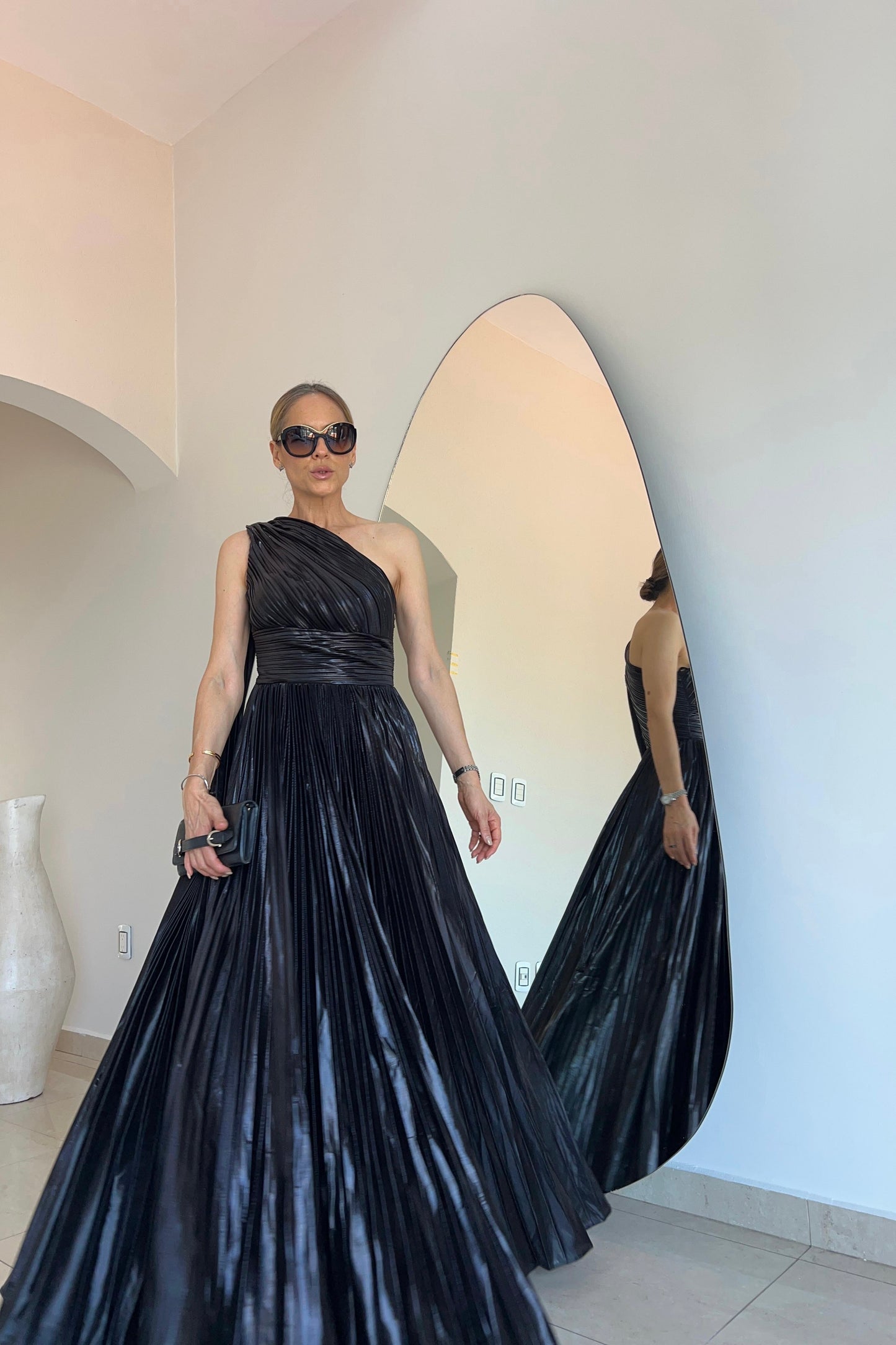 VESTIDO METALICO PLISADO