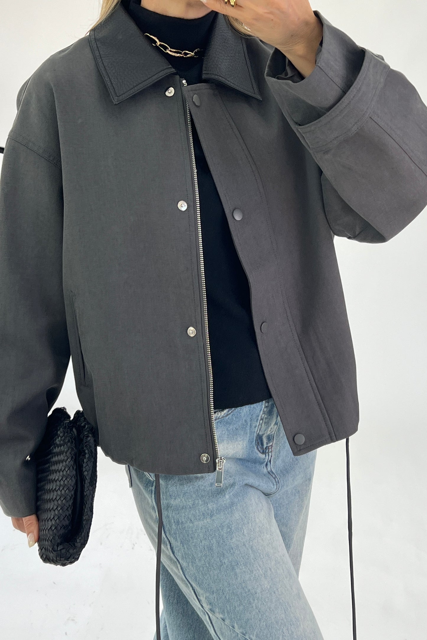 CHAQUETA SOLAPA TIPO PIEL