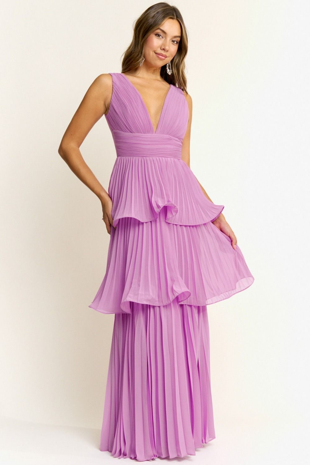 VESTIDO CAPAS PLISADAS