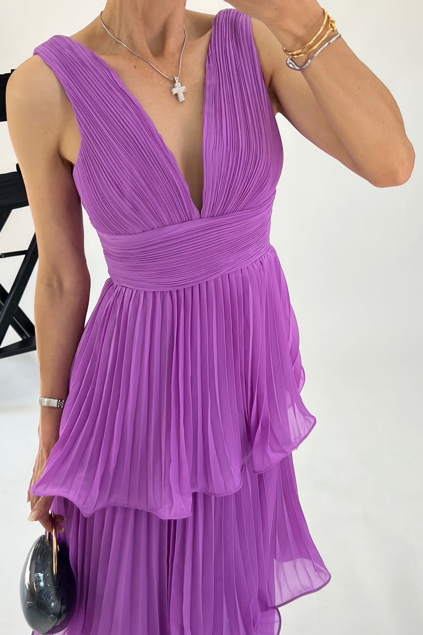 VESTIDO CAPAS PLISADAS