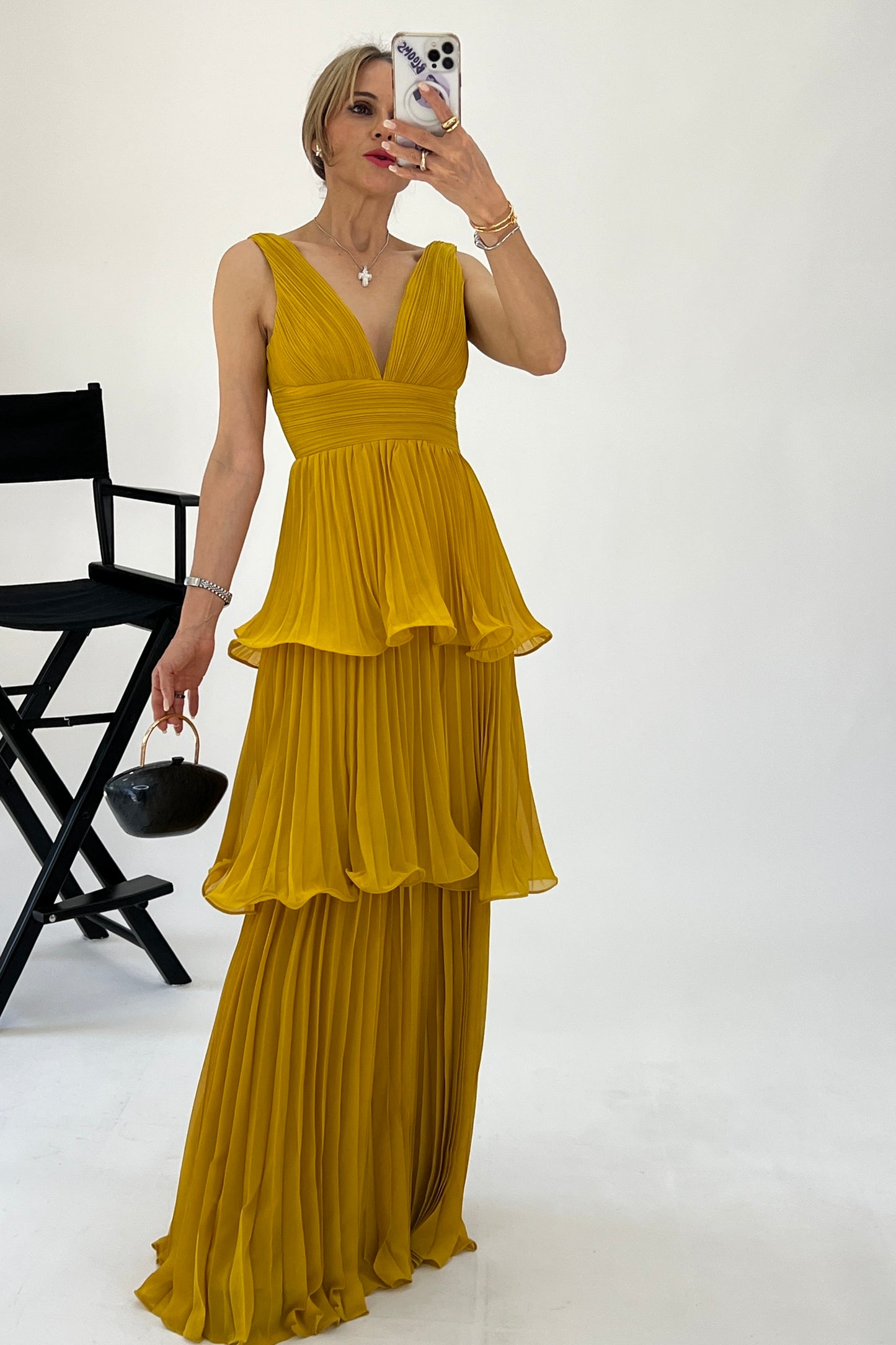 VESTIDO CAPAS PLISADAS