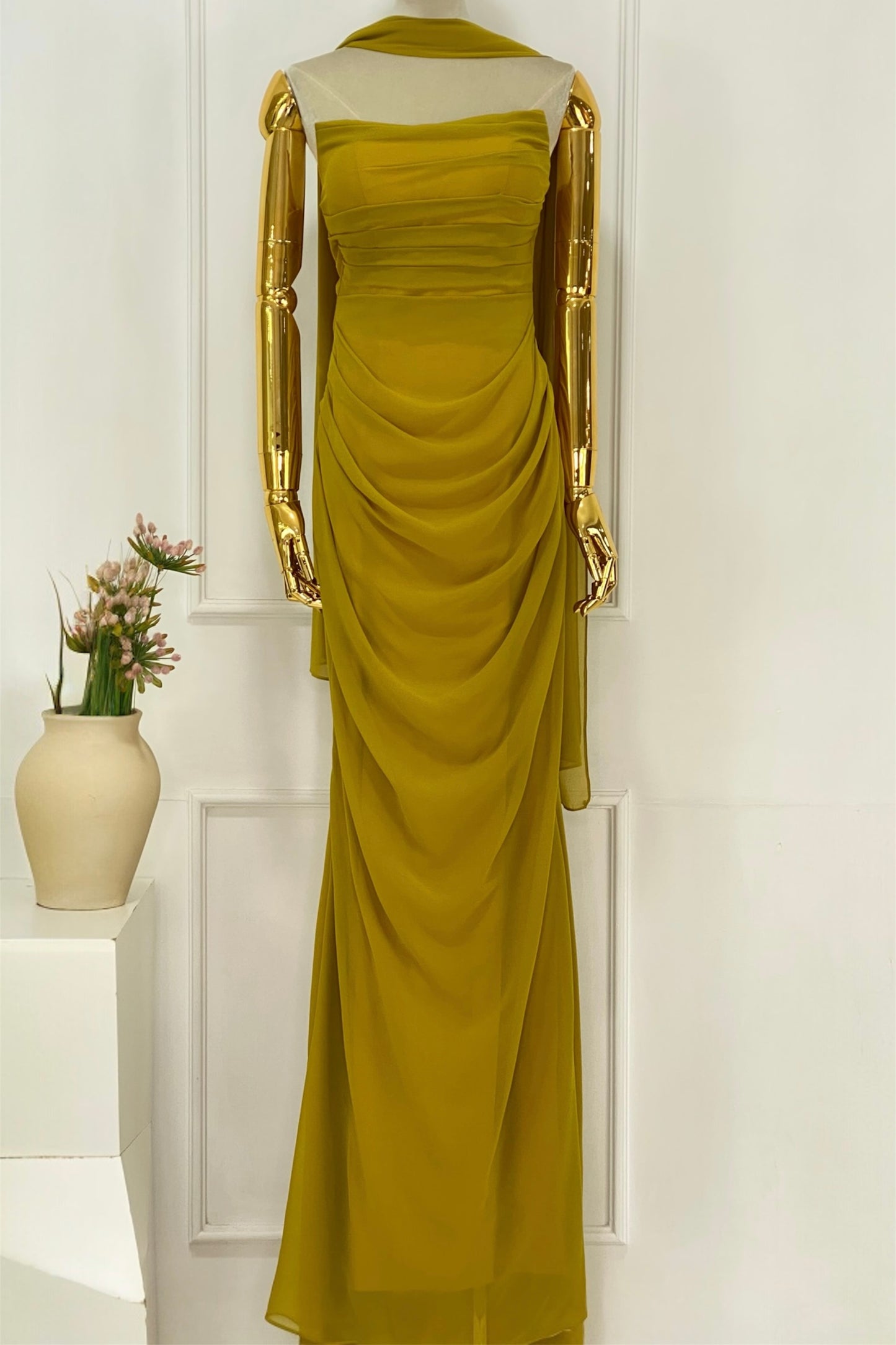 VESTIDO DRAPEADO & CORBATIN