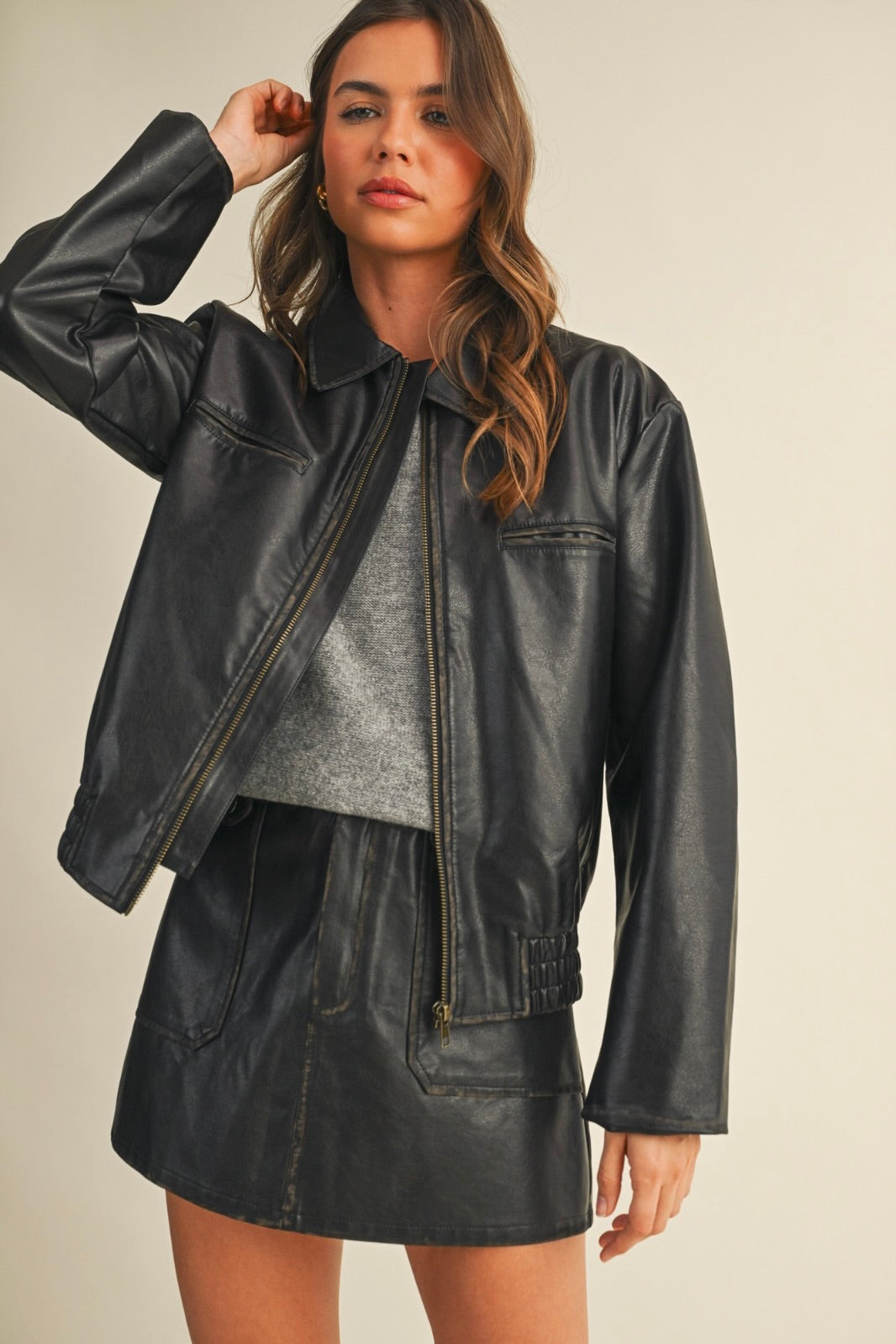 CHAQUETA EFECTO PIEL