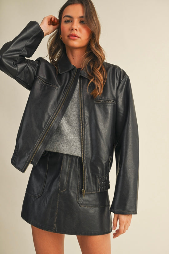 CHAQUETA EFECTO PIEL