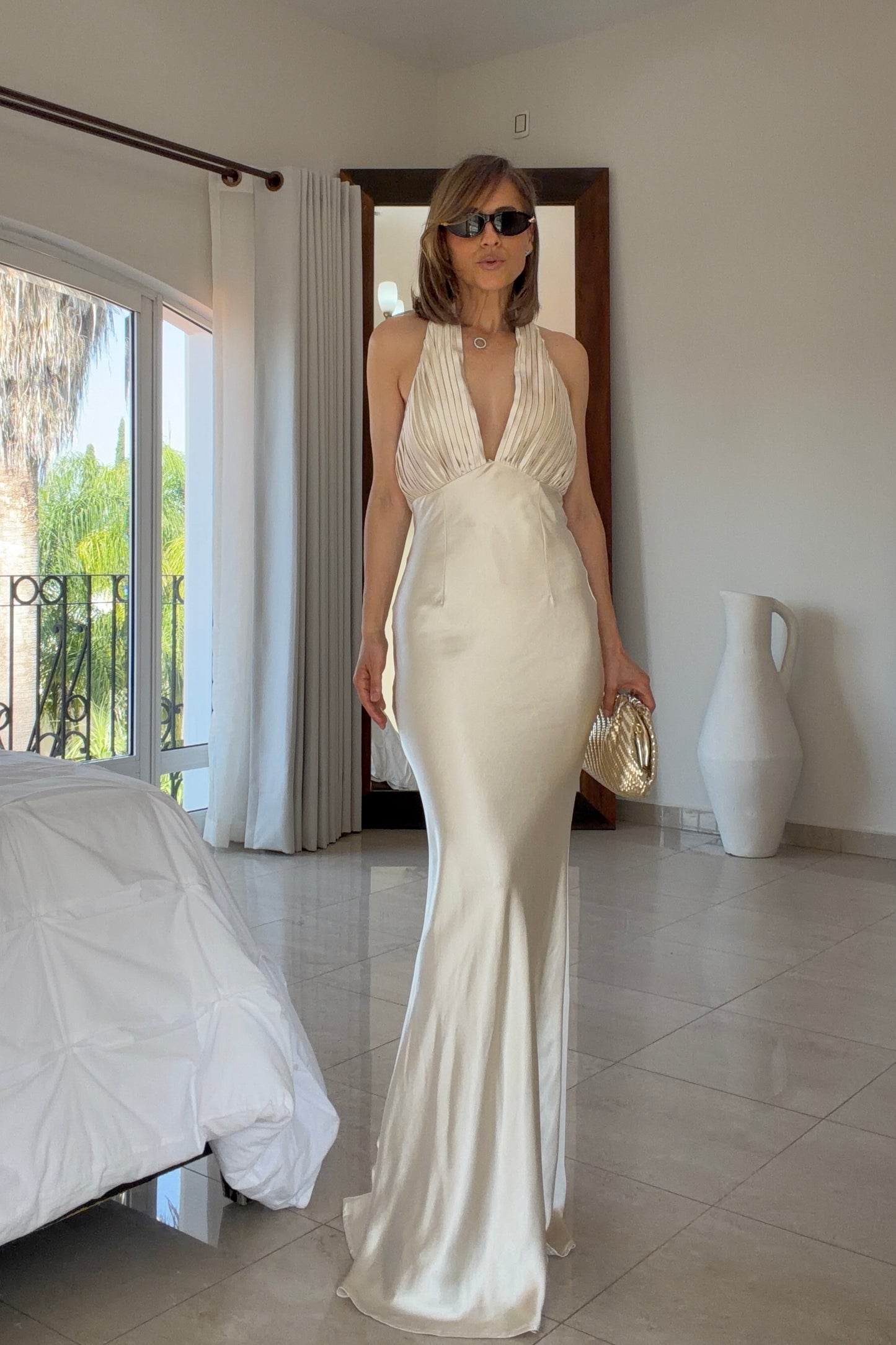 VESTIDO ESCOTE PLISADO