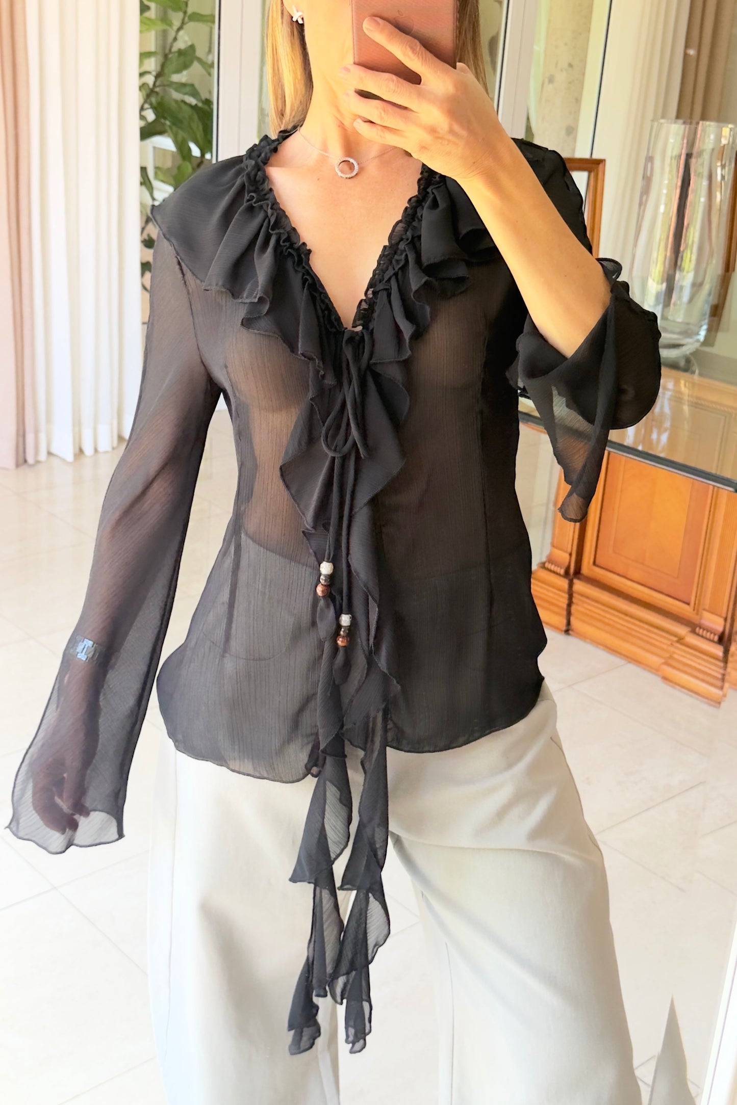 BLUSA ESCAROLA & TRANSPARENCIA