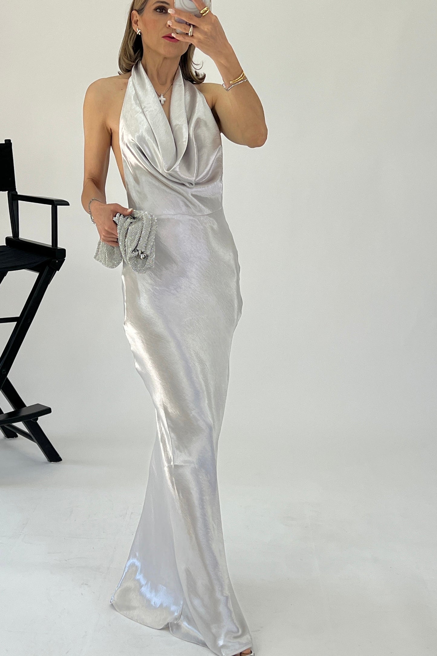 VESTIDO DRAPEADO METALICO