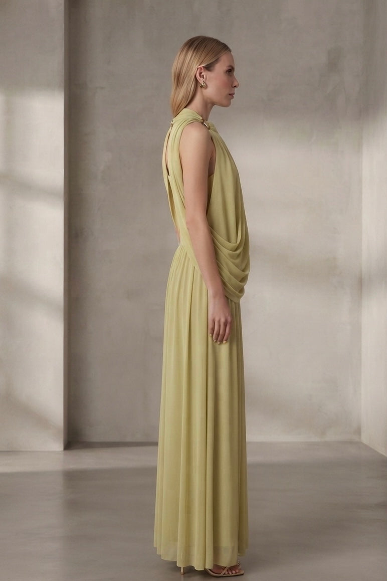 VESTIDO DETALLES DORADOS & CAIDAS