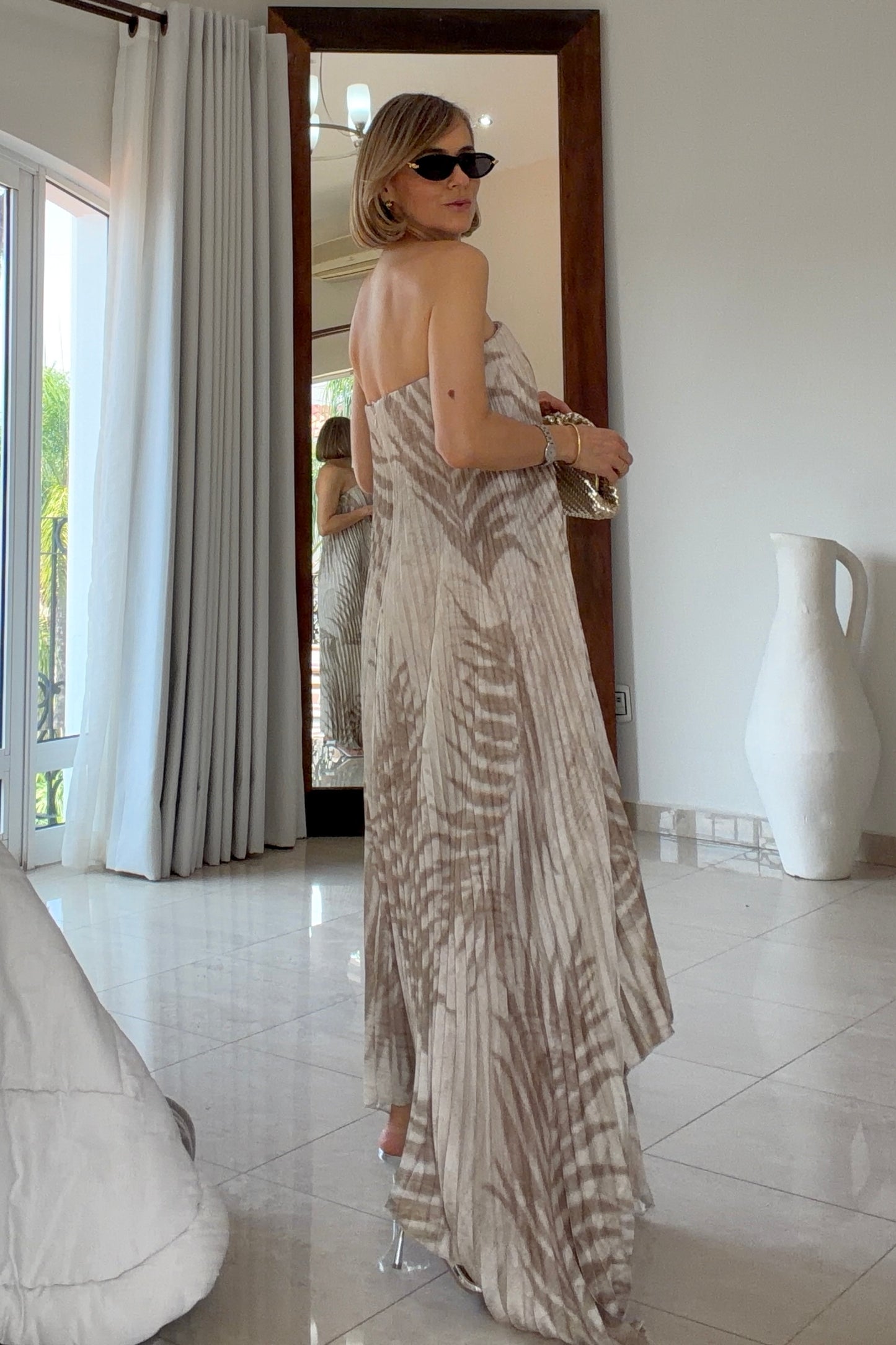 VESTIDO HOJAS & PLISADO