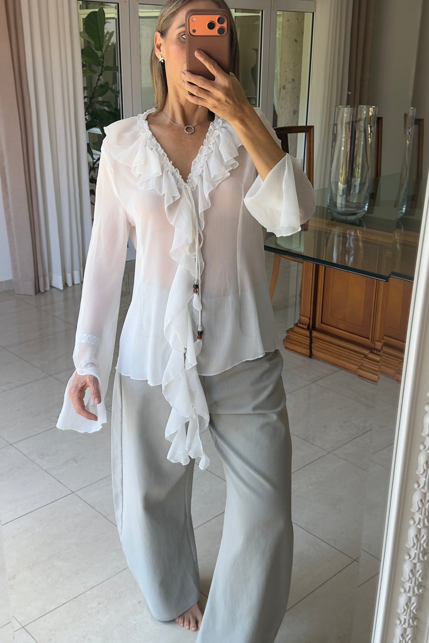 BLUSA ESCAROLA & TRANSPARENCIA