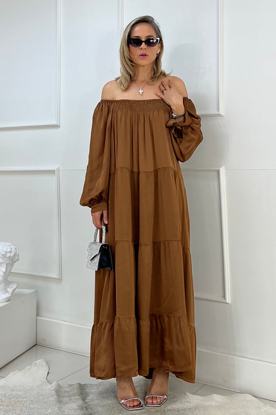 VESTIDO OFF SHOULDER SEDA