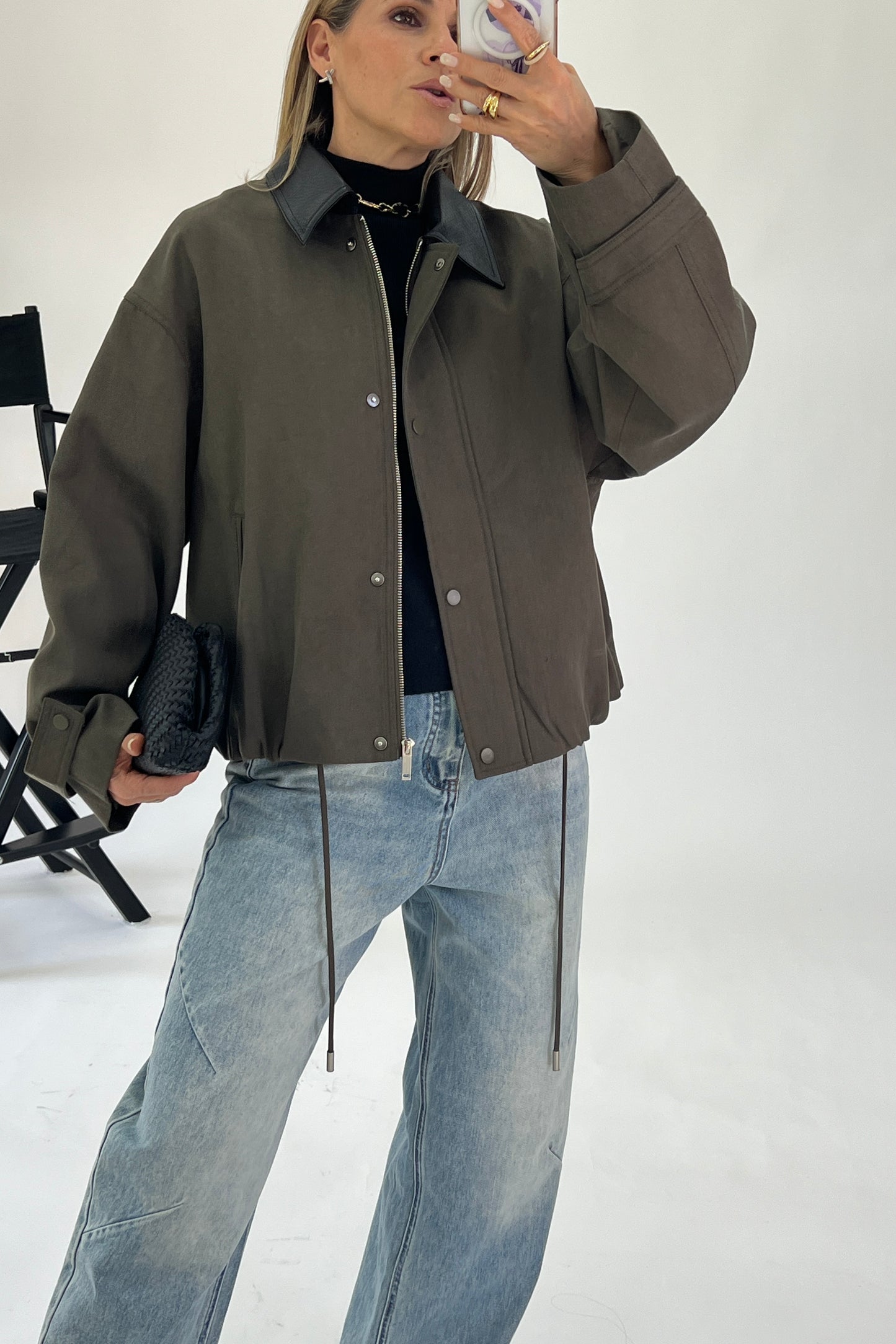 CHAQUETA SOLAPA TIPO PIEL