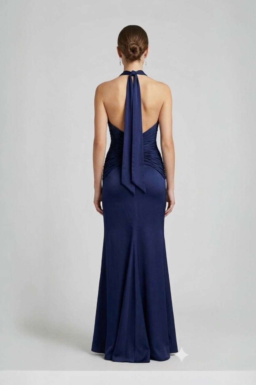 VESTIDO SATIN & PLISADO