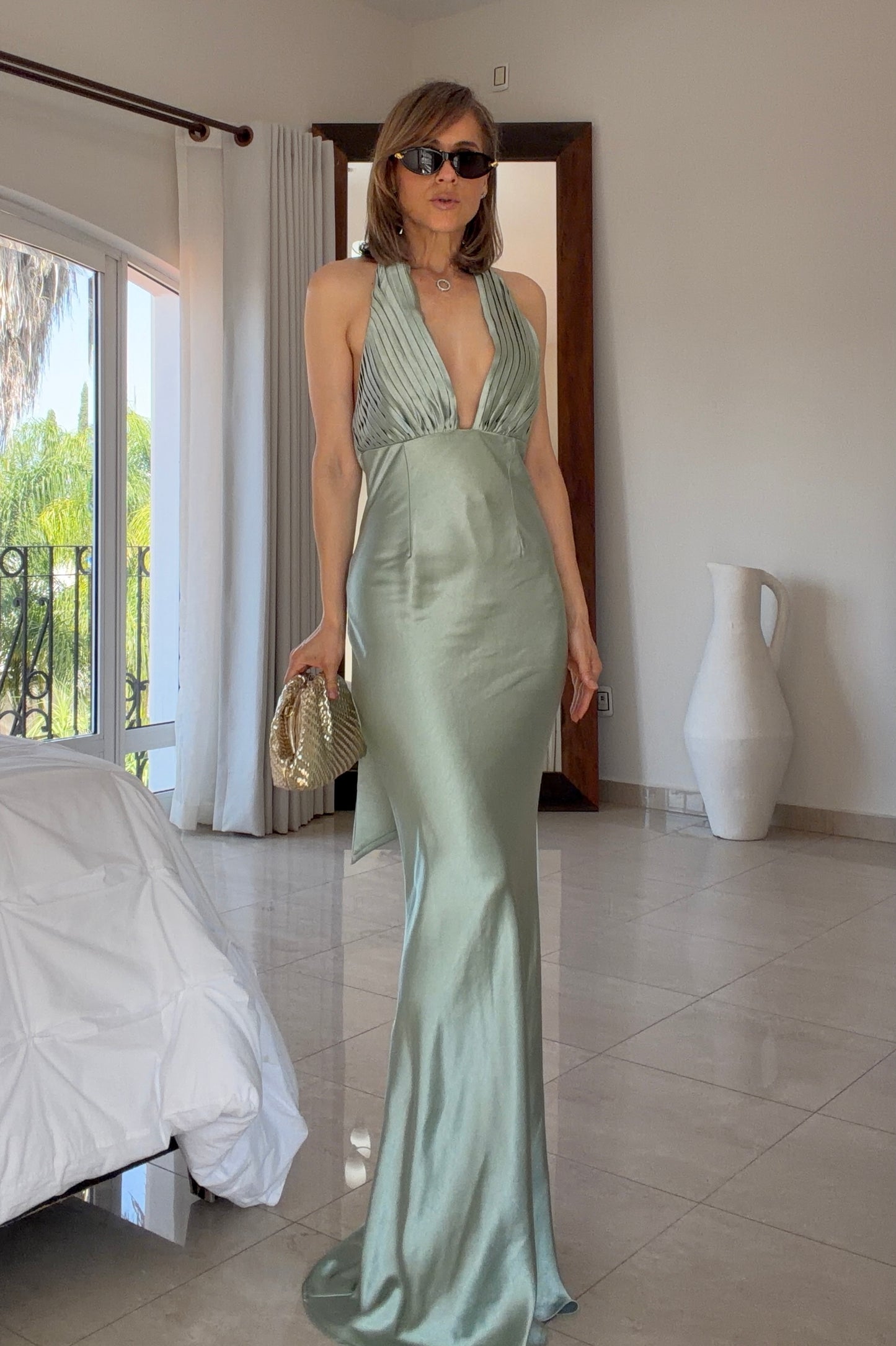 VESTIDO ESCOTE PLISADO