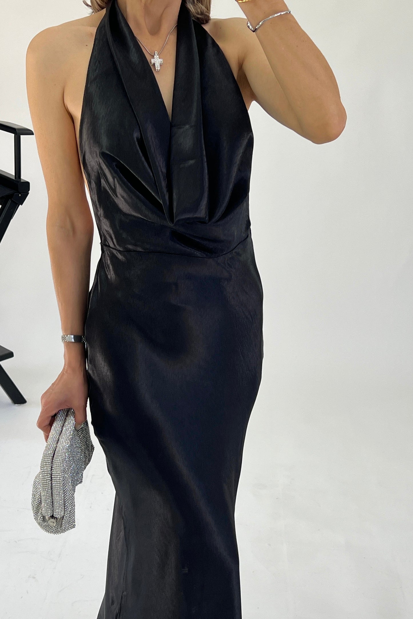 VESTIDO DRAPEADO METALICO