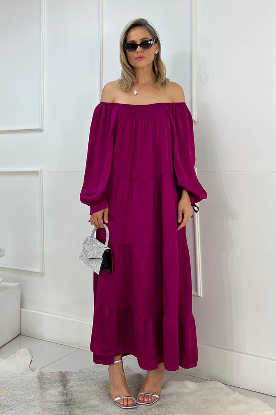 VESTIDO OFF SHOULDER SEDA