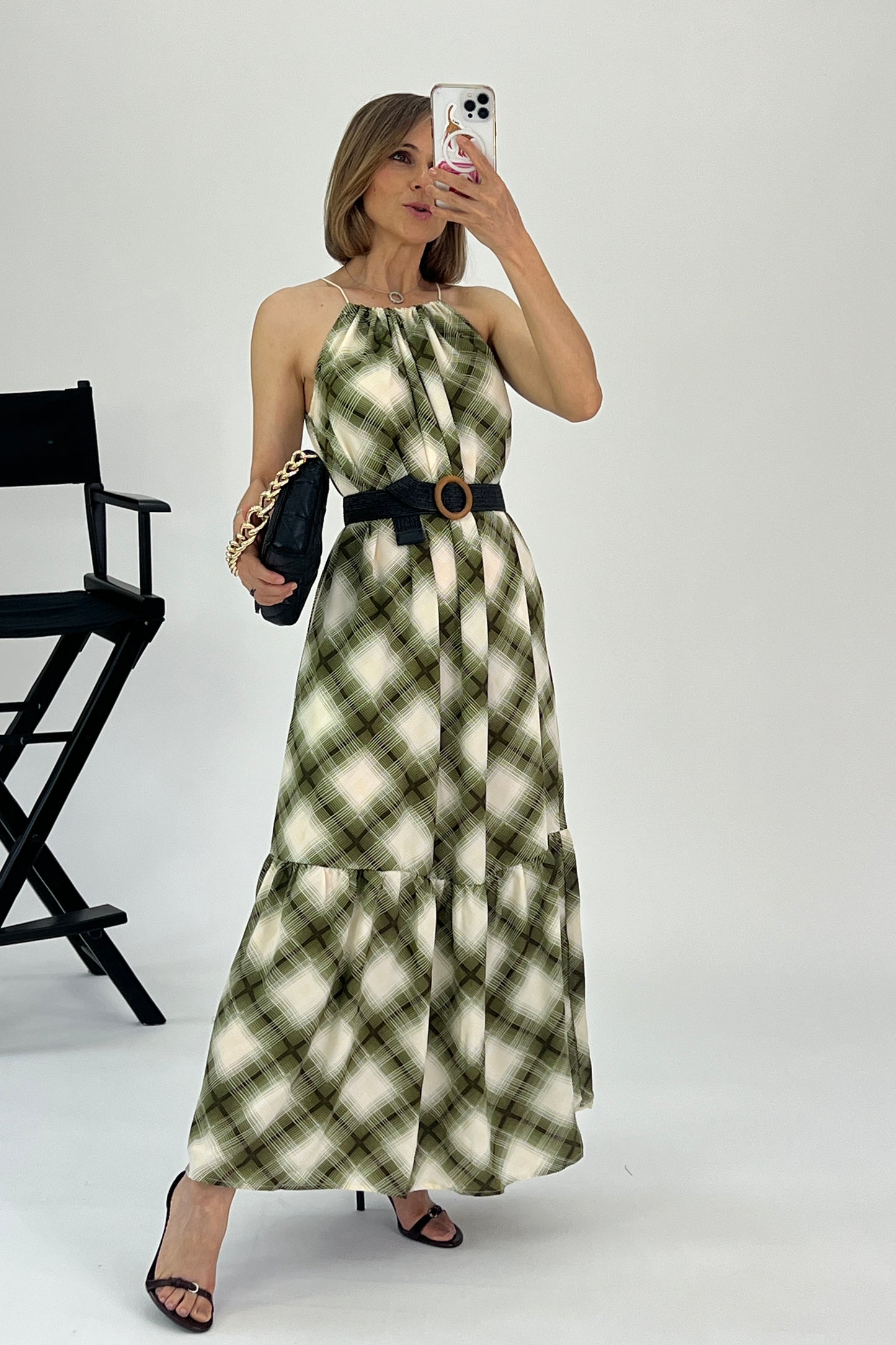 VESTIDO CUADROS HALTER