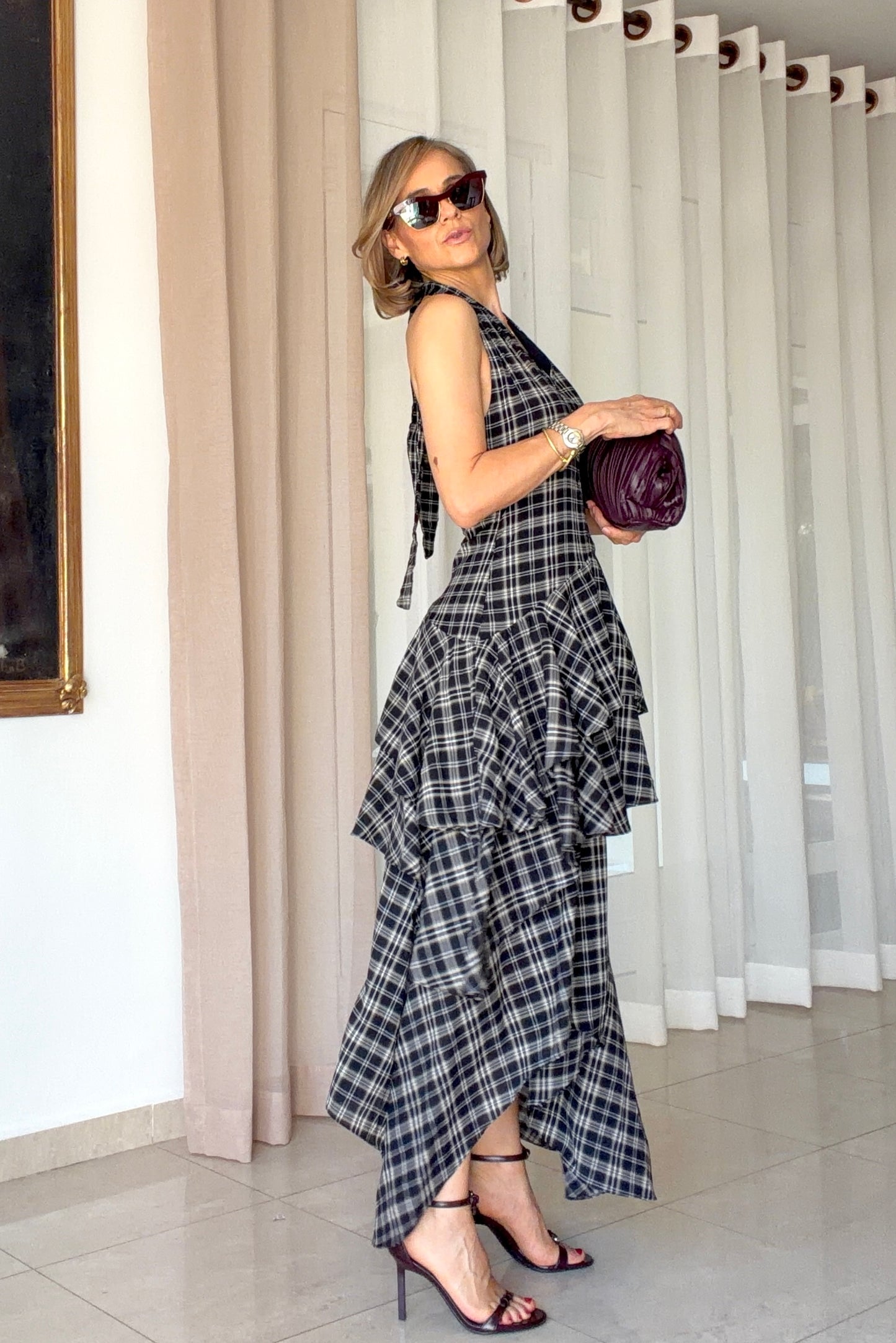 VESTIDO CUADROS IRREGULAR
