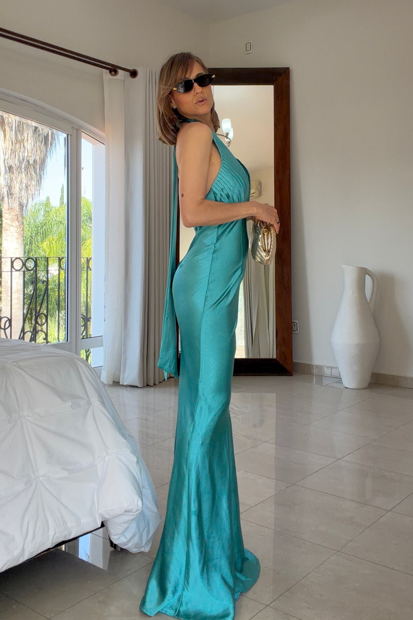 VESTIDO ESCOTE PLISADO