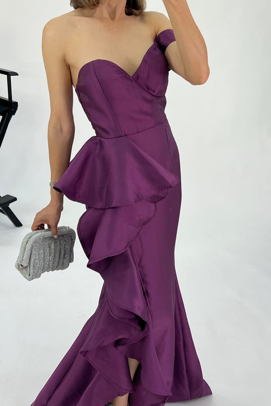 VESTIDO ASIMETRICO ESCAROLA