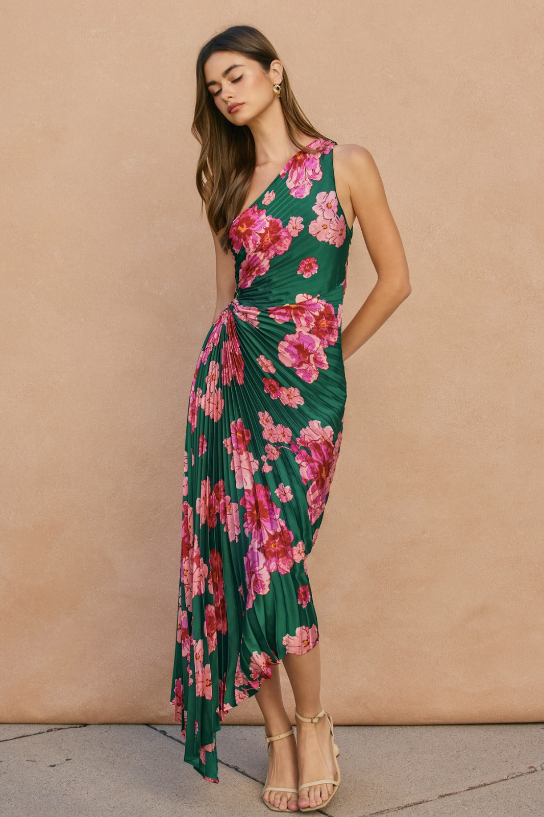 VESTIDO PLISADO ASIMETRICO