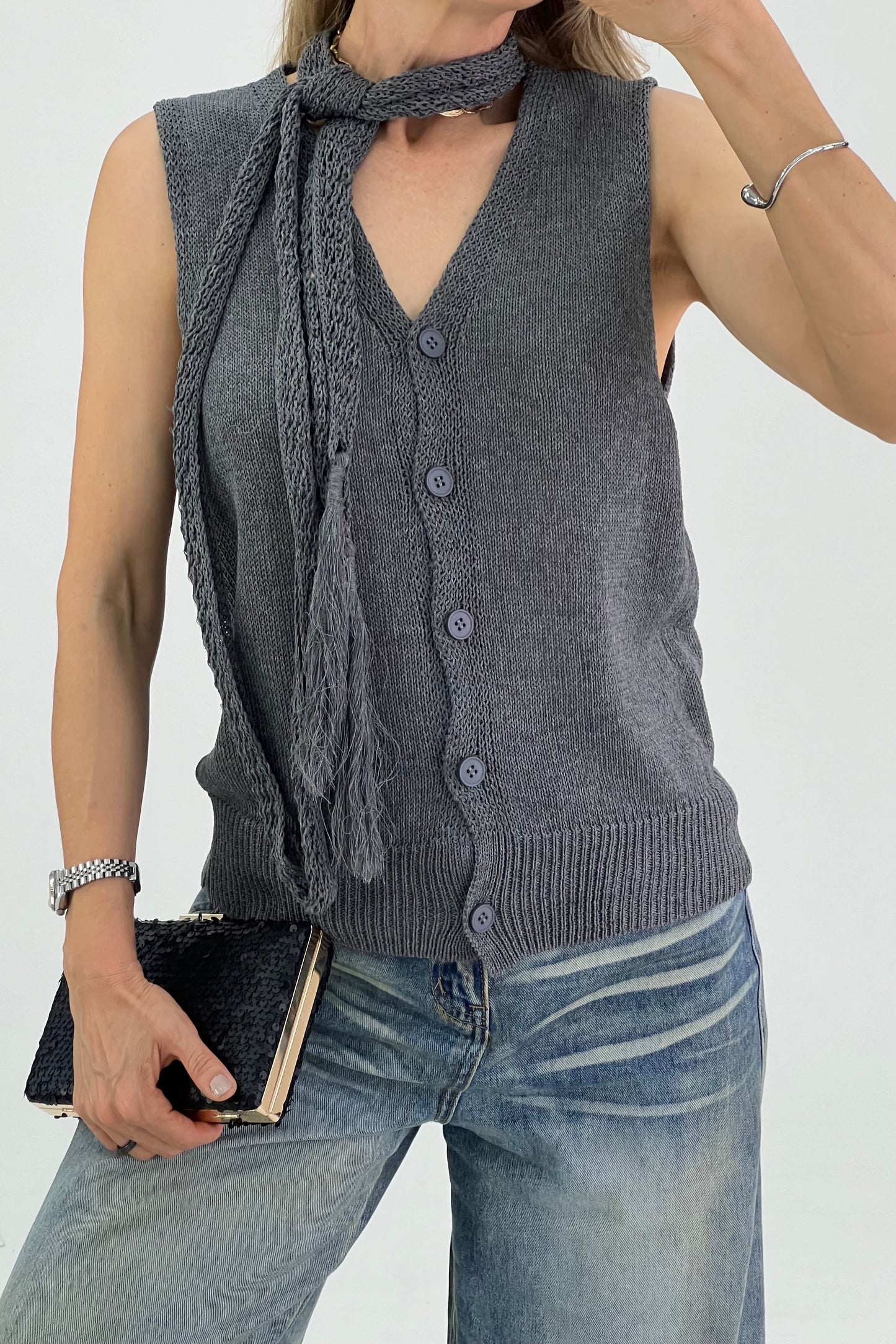 BLUSA CORBATIN TEJIDA