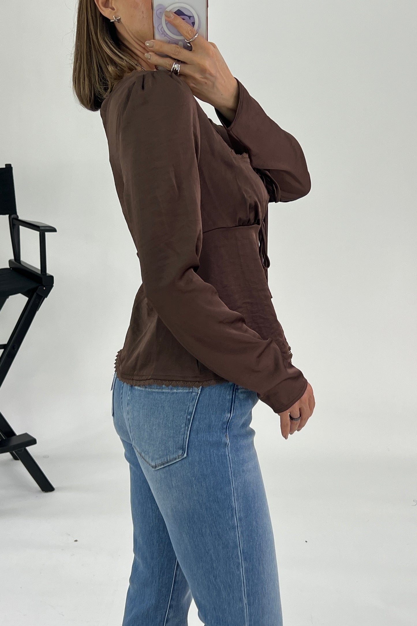 BLUSA SATIN & ANUDADO