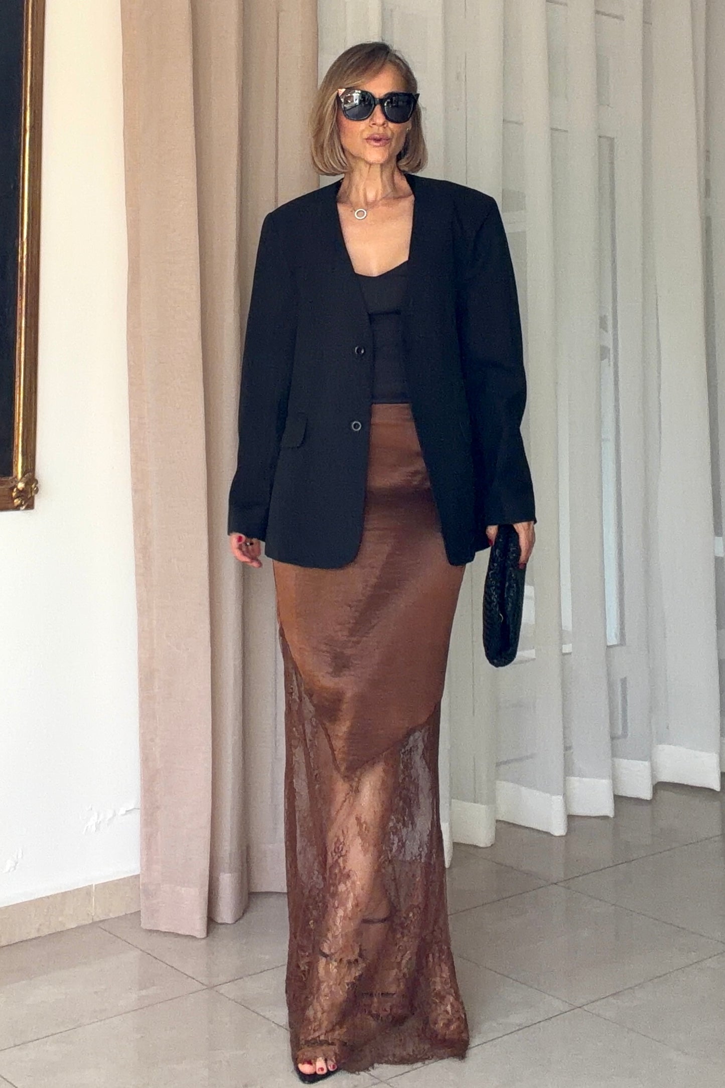FALDA SATIN & ENCAJE