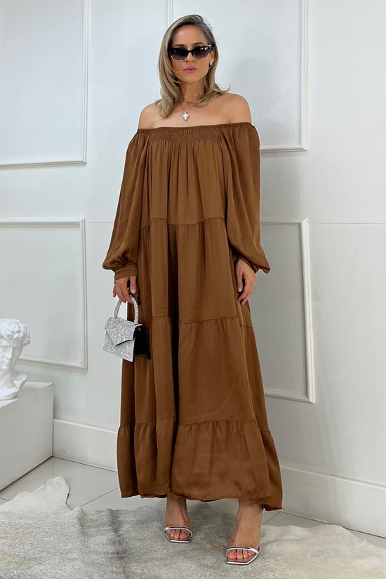 VESTIDO OFF SHOULDER SEDA