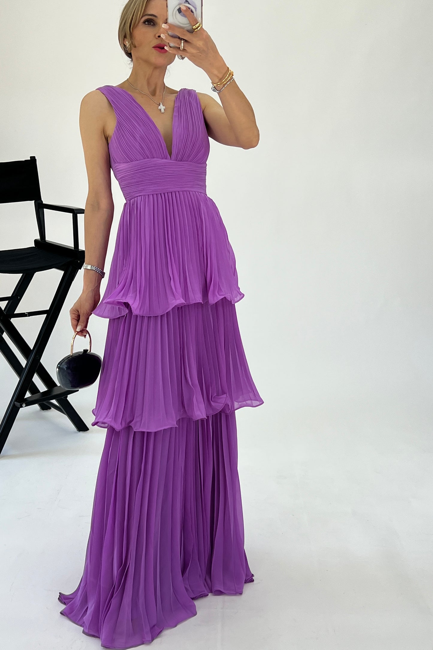 VESTIDO CAPAS PLISADAS