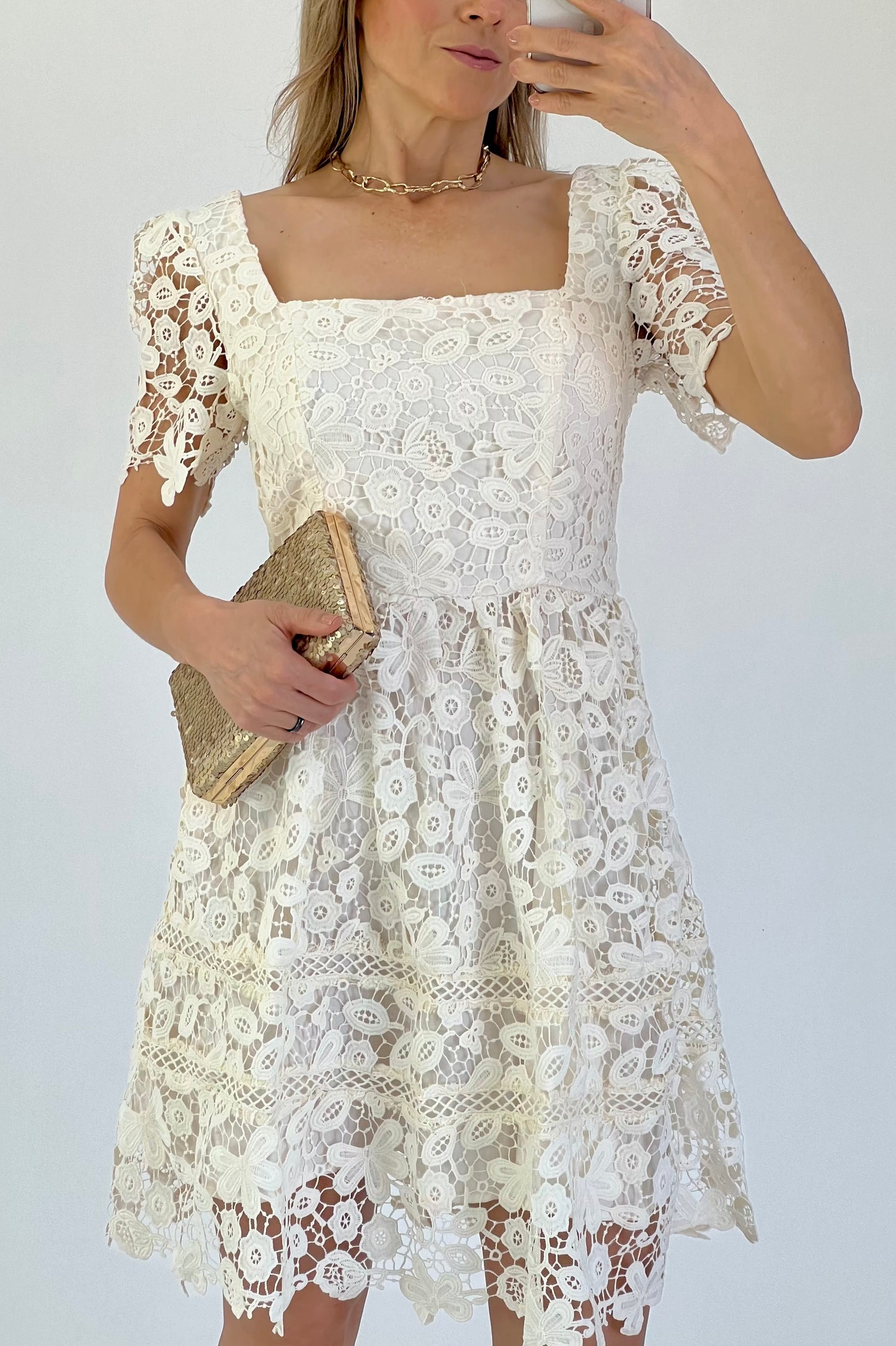 VESTIDO CROCHET ESCOTE CUADRADO