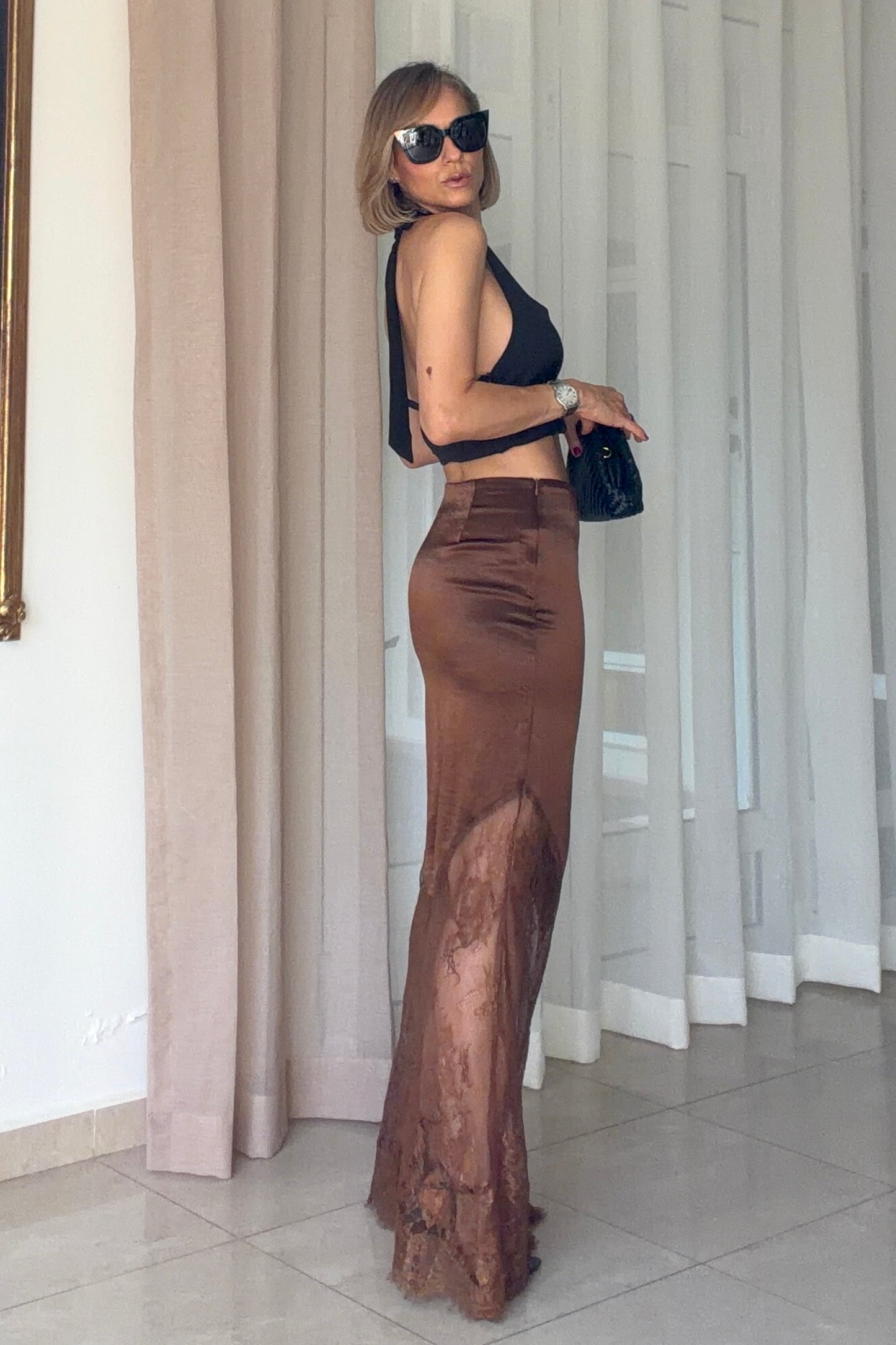 FALDA SATIN & ENCAJE