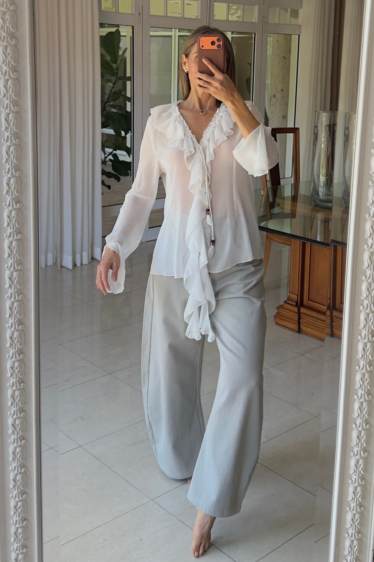 BLUSA ESCAROLA & TRANSPARENCIA