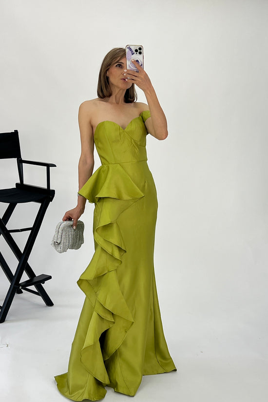 VESTIDO ASIMETRICO ESCAROLA