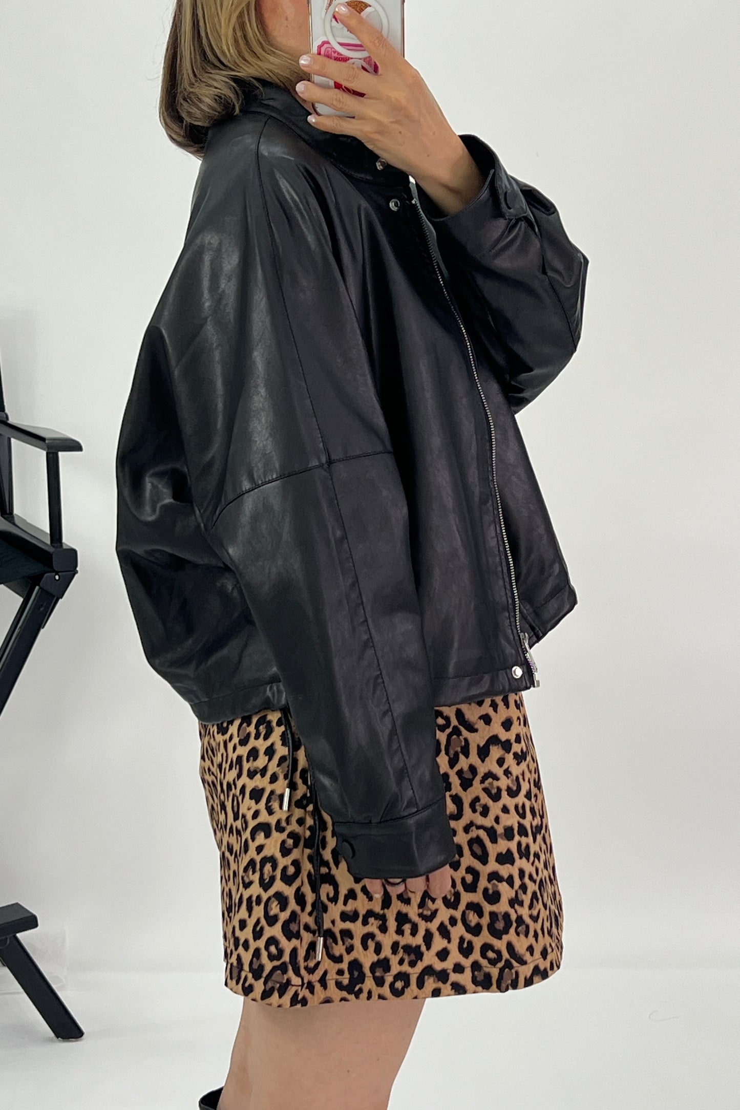 LEATHER-LOOK BOMBER JACKET