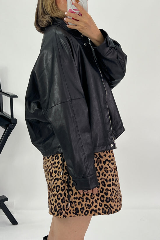 LEATHER-LOOK BOMBER JACKET