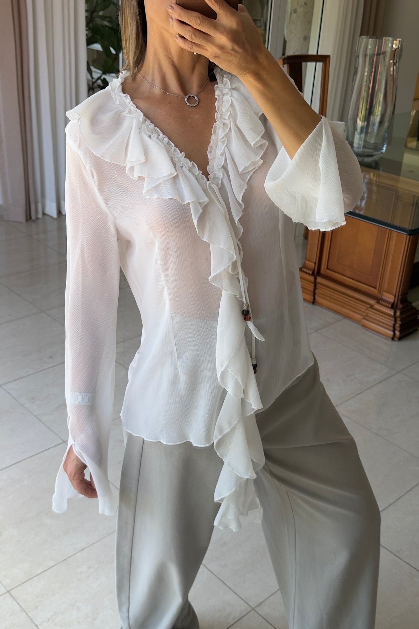 BLUSA ESCAROLA & TRANSPARENCIA