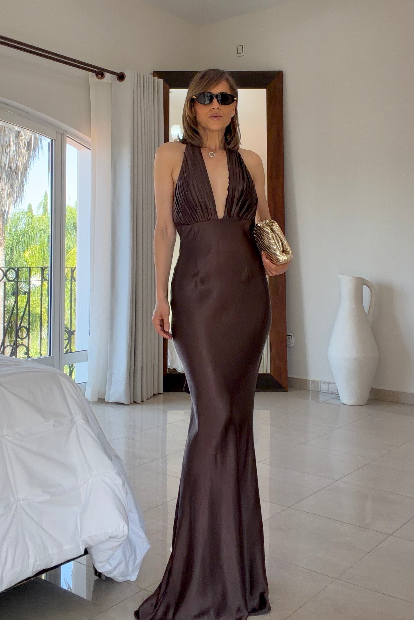 VESTIDO ESCOTE PLISADO