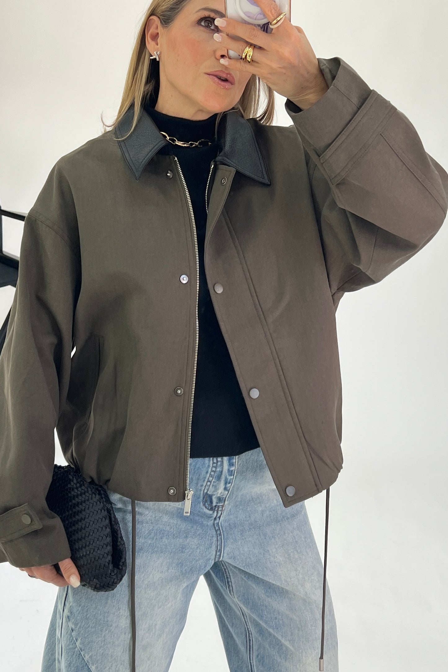 CHAQUETA SOLAPA TIPO PIEL