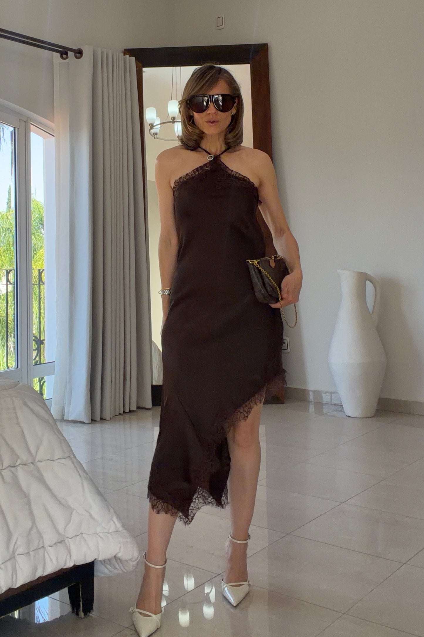 VESTIDO ASIMETRICO ENCAJE