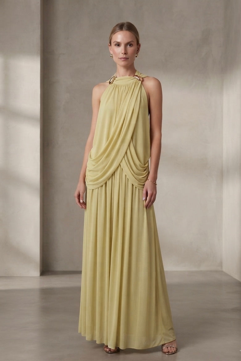 VESTIDO DETALLES DORADOS & CAIDAS