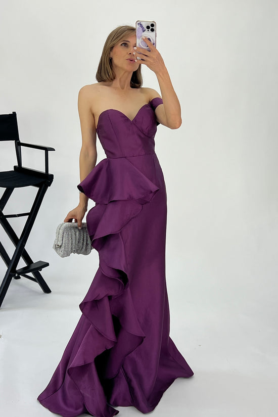 VESTIDO ASIMETRICO ESCAROLA