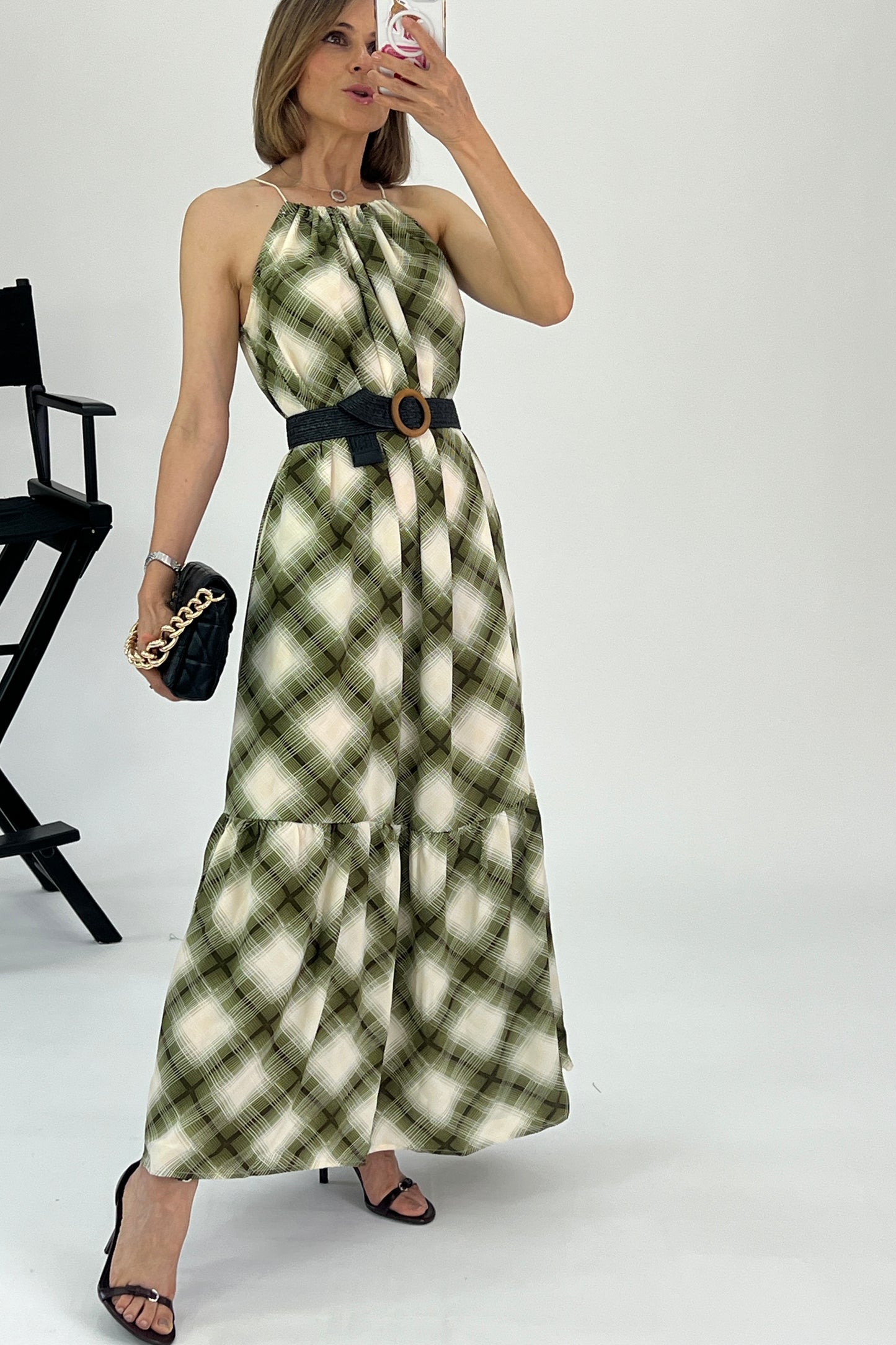 VESTIDO CUADROS HALTER